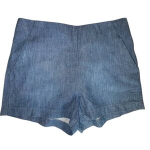 Sanctuary Chambray Flat Front Shorts Side Zip Size 10